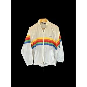 Sherry Rainbow Bermuda Star Rain Jacket Vintage Miami Florida Large